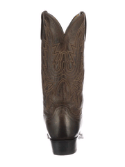Lucchese N1556.54 Mens CORBIN Mad Dog Goat Snip Toe Boots Dark Chocolate Brown back view. If you need any assistance with this item or the purchase of this item please call us at five six one seven four eight eight eight zero one Monday through Saturday 10:00a.m EST to 8:00 p.m EST
