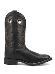 Laredo 7710 Mens KANE Leather Boots Black side view.If you need any assistance with this item or the purchase of this item please call us at five six one seven four eight eight eight zero one Monday through Saturday 10:00a.m EST to 8:00 p.m EST