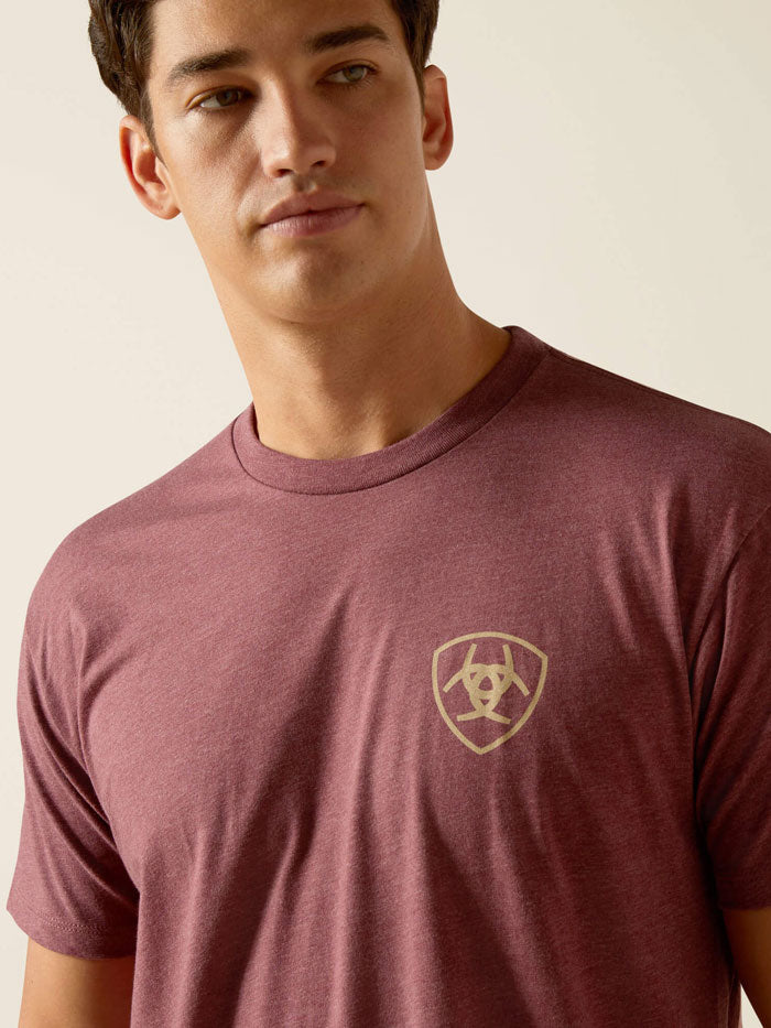 Ariat 10051752 Mens Serape Fill T-Shirt Burgundy Heather back view. If you need any assistance with this item or the purchase of this item please call us at five six one seven four eight eight eight zero one Monday through Saturday 10:00a.m EST to 8:00 p.m EST