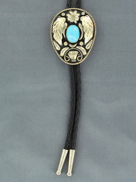 Double S 22110 Leaves Bolo Tie Turquoise front view. If you need any assistance with this item or the purchase of this item please call us at five six one seven four eight eight eight zero one Monday through Saturday 10:00a.m EST to 8:00 p.m EST