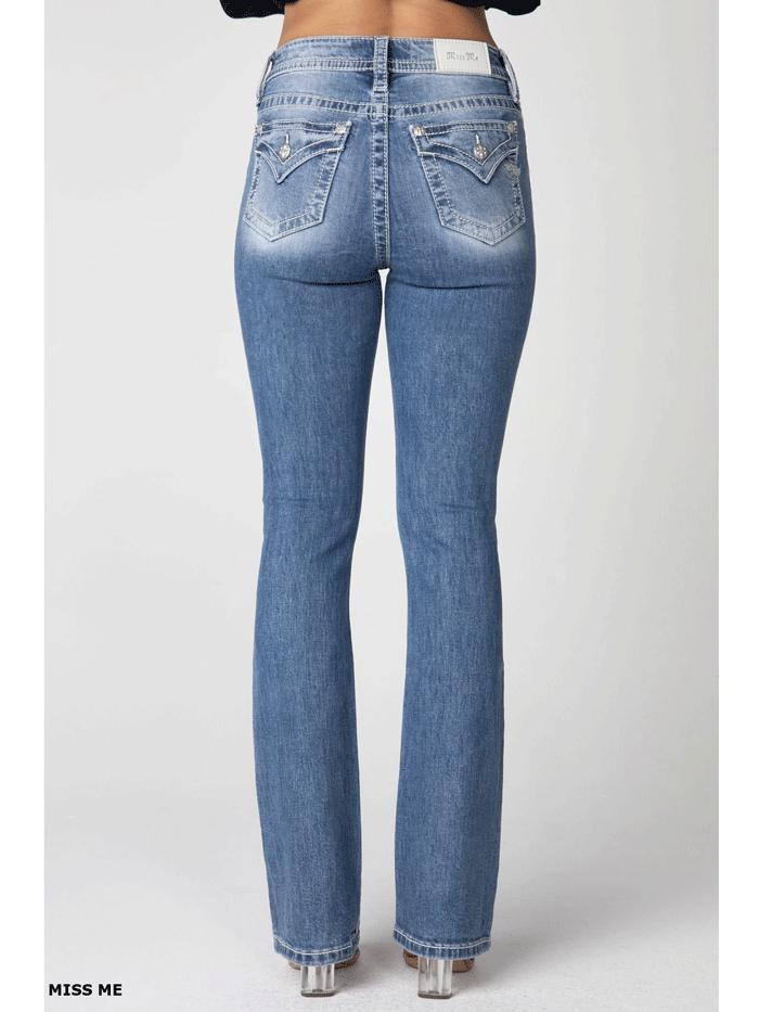 Miss Me H3636B106 Womens High Rise Boot Jean Light Blue front. If you need any assistance with this item or the purchase of this item please call us at five six one seven four eight eight eight zero one Monday through Saturday 10:00a.m EST to 8:00 p.m EST