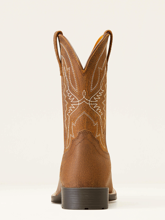 Ariat 10047034 Kids Hybrid Rancher Western Boot Distressed Tan front and side view. If you need any assistance with this item or the purchase of this item please call us at five six one seven four eight eight eight zero one Monday through Saturday 10:00a.m EST to 8:00 p.m EST