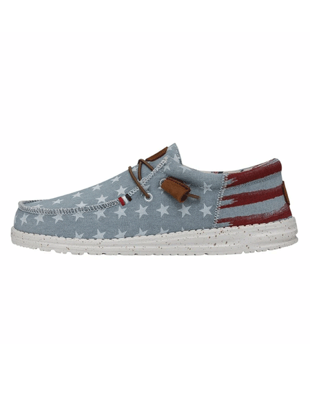Hey Dude 40395-4NR Mens Wally Americana Shoe Denim Star side view. If you need any assistance with this item or the purchase of this item please call us at five six one seven four eight eight eight zero one Monday through Saturday 10:00a.m EST to 8:00 p.m EST