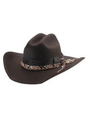 Bullhide TEXAS HOLD'EM 0872CH Premium Wool Hat Dark Brown front and side view. If you need any assistance with this item or the purchase of this item please call us at five six one seven four eight eight eight zero one Monday through Saturday 10:00a.m EST to 8:00 p.m EST