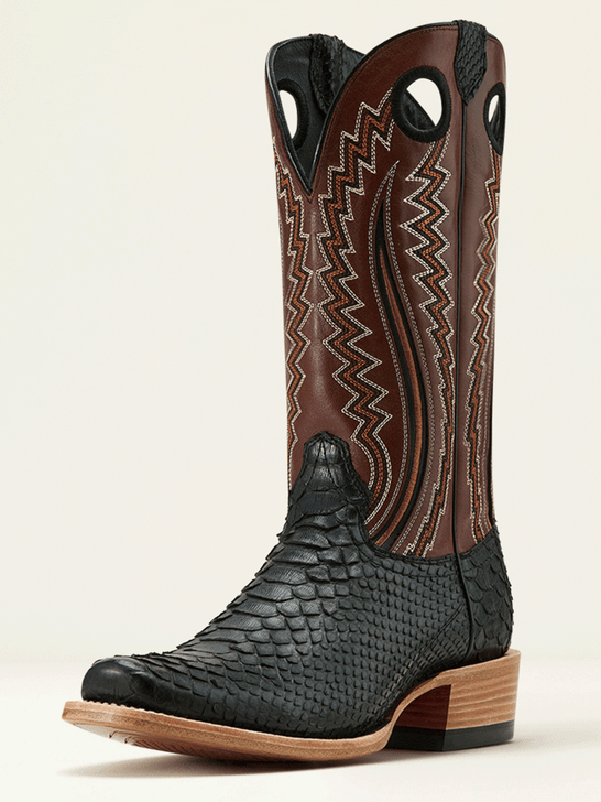 Ariat 10058164 Mens Futurity Streak Python Cowboy Boot Matte Black front and side view. If you need any assistance with this item or the purchase of this item please call us at five six one seven four eight eight eight zero one Monday through Saturday 10:00a.m EST to 8:00 p.m EST