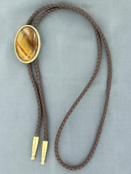 Double S 22840 Tigers Eye Oval Bolo Tie Brown front view. If you need any assistance with this item or the purchase of this item please call us at five six one seven four eight eight eight zero one Monday through Saturday 10:00a.m EST to 8:00 p.m EST