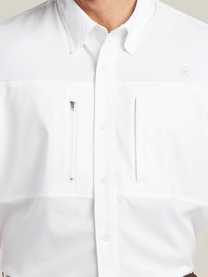 Ariat 10034962 Mens VentTEK Classic Fit Shirt White front view. If you need any assistance with this item or the purchase of this item please call us at five six one seven four eight eight eight zero one Monday through Saturday 10:00a.m EST to 8:00 p.m EST