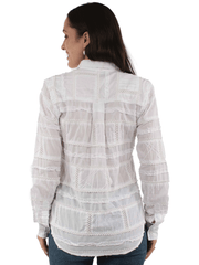 Scully HC953-WHT Womens Patchwork Blouse White back view. If you need any assistance with this item or the purchase of this item please call us at five six one seven four eight eight eight zero one Monday through Saturday 10:00a.m EST to 8:00 p.m EST

