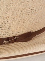 Stetson TSOPRH-052681 Open Road Hemp Straw Hat Natural band close up view. If you need any assistance with this item or the purchase of this item please call us at five six one seven four eight eight eight zero one Monday through Saturday 10:00a.m EST to 8:00 p.m EST