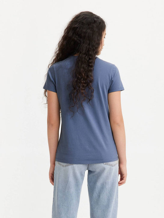 Levis 173692537 Womens Perfect T-Shirt Vintage Indigo Blue back view. If you need any assistance with this item or the purchase of this item please call us at five six one seven four eight eight eight zero one Monday through Saturday 10:00a.m EST to 8:00 p.m EST