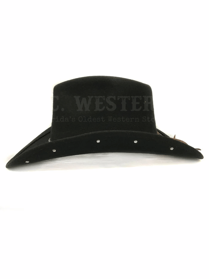 Austin Hats 10-071 GIRL BESTFRIEND Felt Hat Black side and front view. If you need any assistance with this item or the purchase of this item please call us at five six one seven four eight eight eight zero one Monday through Saturday 10:00a.m EST to 8:00 p.m EST
