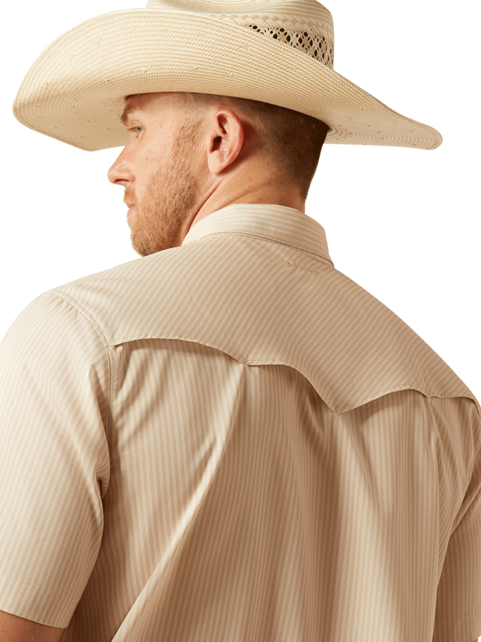 Ariat 10054479 Mens VentTEK Western Fitted Shirt Tan front view. If you need any assistance with this item or the purchase of this item please call us at five six one seven four eight eight eight zero one Monday through Saturday 10:00a.m EST to 8:00 p.m EST