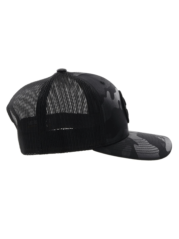 Hooey 2209T-CABK O-CLASSIC Mid Profile Trucker Hat Camo Black front and side view. If you need any assistance with this item or the purchase of this item please call us at five six one seven four eight eight eight zero one Monday through Saturday 10:00a.m EST to 8:00 p.m EST

