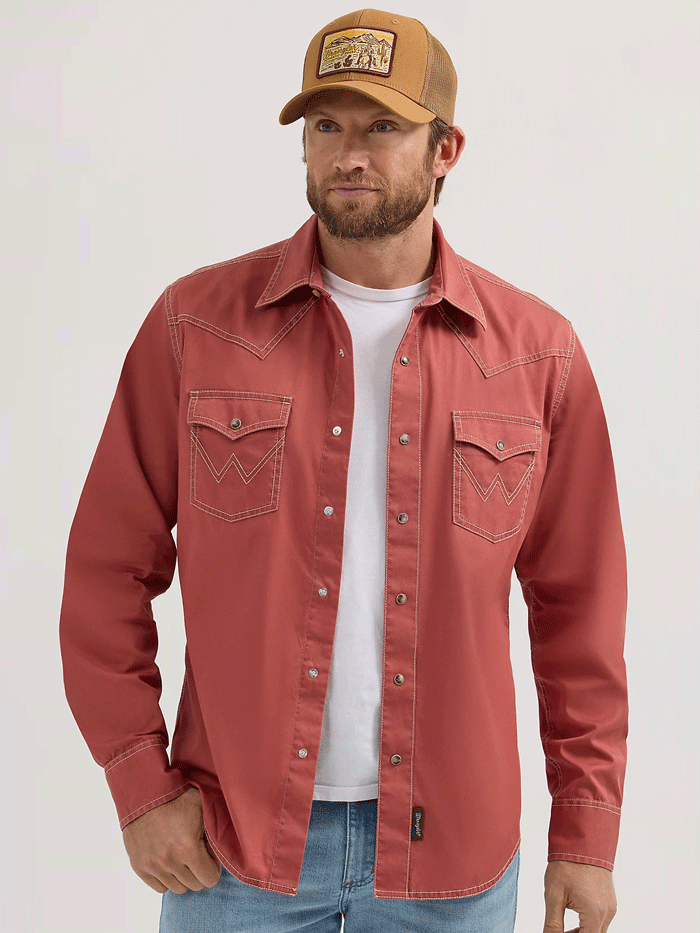 Wrangler 112365614 Mens Retro Premium Long Sleeve Shirt Sunset Rust J.C. Western Wear Wrangler 112365614 Mens Retro Premium Long Sleeve Shirt Sunset Rust J.C. Western Wear