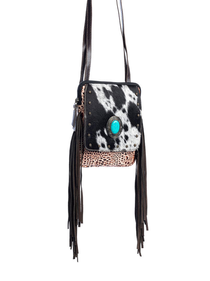 Myra Bag S-10727 Womens Zephyr Canyon Leather & Hairon Bag Black front view. If you need any assistance with this item or the purchase of this item please call us at five six one seven four eight eight eight zero one Monday through Saturday 10:00a.m EST to 8:00 p.m EST