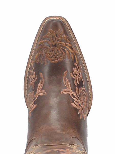 Laredo 54271 Womens SYLVAN Leather Boot Tobacco Brown toe view from above. If you need any assistance with this item or the purchase of this item please call us at five six one seven four eight eight eight zero one Monday through Saturday 10:00a.m EST to 8:00 p.m EST