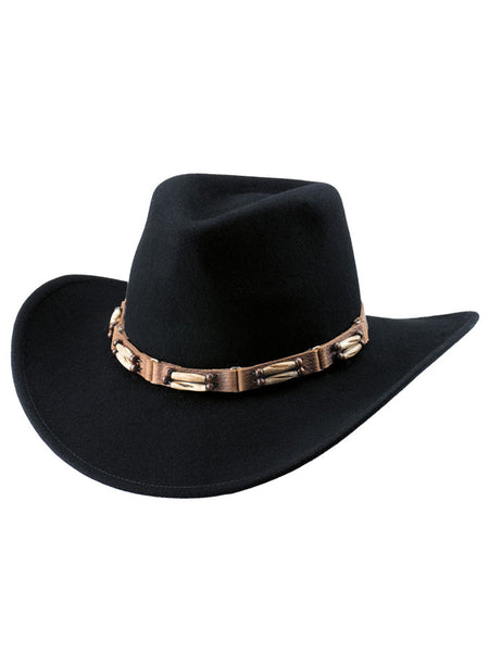 Bullhide BROOMFIELD 0874BL Outdoors Felt Hat Black side / front view. If you need any assistance with this item or the purchase of this item please call us at five six one seven four eight eight eight zero one Monday through Saturday 10:00a.m EST to 8:00 p.m EST