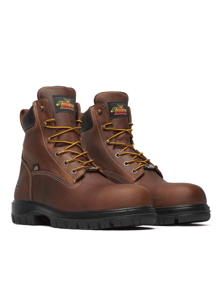 Thorogood 804-4151 Mens Lace Up Nano Safety Toe Work Boot Bourbon Chestnut front and side view of pair.If you need any assistance with this item or the purchase of this item please call us at five six one seven four eight eight eight zero one Monday through Saturday 10:00a.m EST to 8:00 p.m EST
