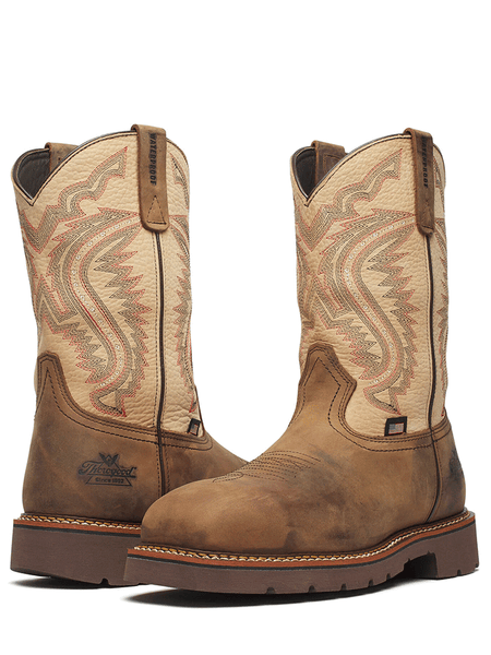 Thorogood 804-4307 Mens Western Work Pull On Boot Crazy Horse Rawhide front and back view. If you need any assistance with this item or the purchase of this item please call us at five six one seven four eight eight eight zero one Monday through Saturday 10:00a.m EST to 8:00 p.m EST