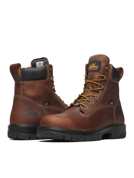Thorogood 814-4151 Mens Lace Up Round Toe Work Boot Bourbon Chestnut front and back view. If you need any assistance with this item or the purchase of this item please call us at five six one seven four eight eight eight zero one Monday through Saturday 10:00a.m EST to 8:00 p.m EST

