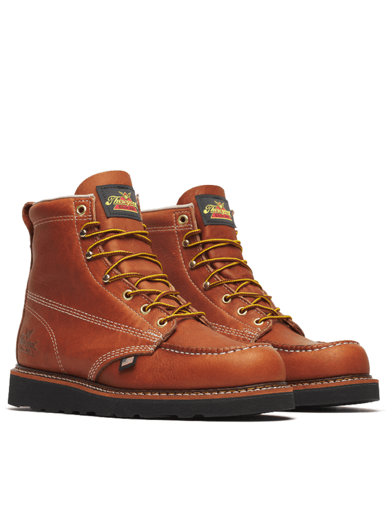Thorogood 814-4188 Mens American Heritage Moc Toe Boot Tobacco side view pair. If you need any assistance with this item or the purchase of this item please call us at five six one seven four eight eight eight zero one Monday through Saturday 10:00a.m EST to 8:00 p.m EST