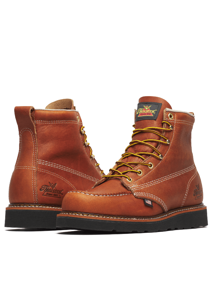 Thorogood 814-4188 Mens American Heritage Moc Toe Boot Tobacco side view pair. If you need any assistance with this item or the purchase of this item please call us at five six one seven four eight eight eight zero one Monday through Saturday 10:00a.m EST to 8:00 p.m EST