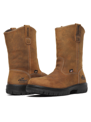 Thorogood 814-4323 Mens Pull On Waterproof Western Work Boot Chestnut front and back view. If you need any assistance with this item or the purchase of this item please call us at five six one seven four eight eight eight zero one Monday through Saturday 10:00a.m EST to 8:00 p.m EST
