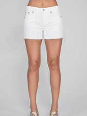 Miss Me M9309H Womens Mid-Rise Shorts White alternate front view. If you need any assistance with this item or the purchase of this item please call us at five six one seven four eight eight eight zero one Monday through Saturday 10:00a.m EST to 8:00 p.m EST