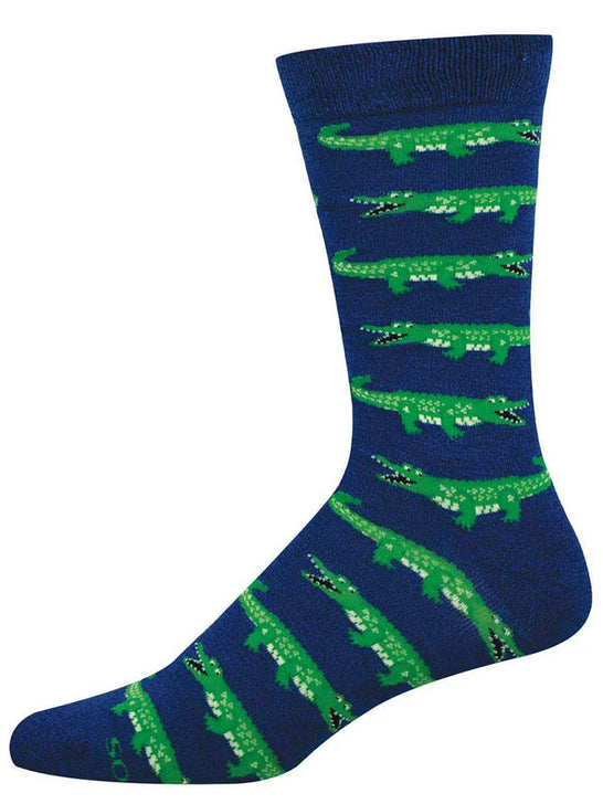 Socksmith MBN3709-NAV Mens Later Gator Socks Navy side view. If you need any assistance with this item or the purchase of this item please call us at five six one seven four eight eight eight zero one Monday through Saturday 10:00a.m EST to 8:00 p.m EST