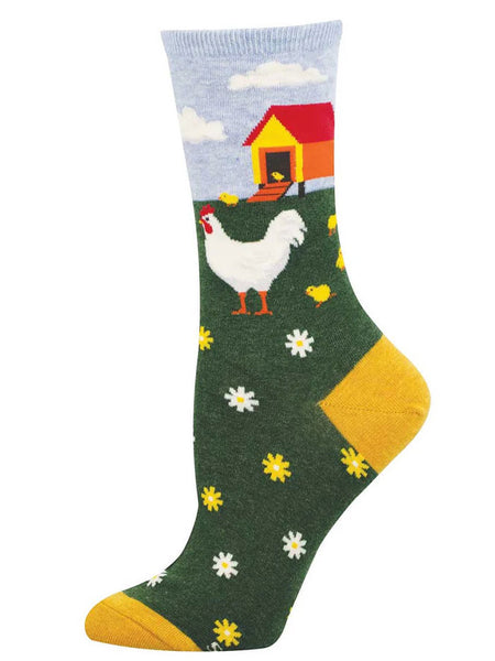 Socksmith WNC3673-GHT Womens Mother Hen Socks Green Heather side view. If you need any assistance with this item or the purchase of this item please call us at five six one seven four eight eight eight zero one Monday through Saturday 10:00a.m EST to 8:00 p.m EST