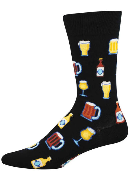 Socksmith MNC3606-BLK Mens Get Your Beer Glasses On Socks Black side view. If you need any assistance with this item or the purchase of this item please call us at five six one seven four eight eight eight zero one Monday through Saturday 10:00a.m EST to 8:00 p.m EST