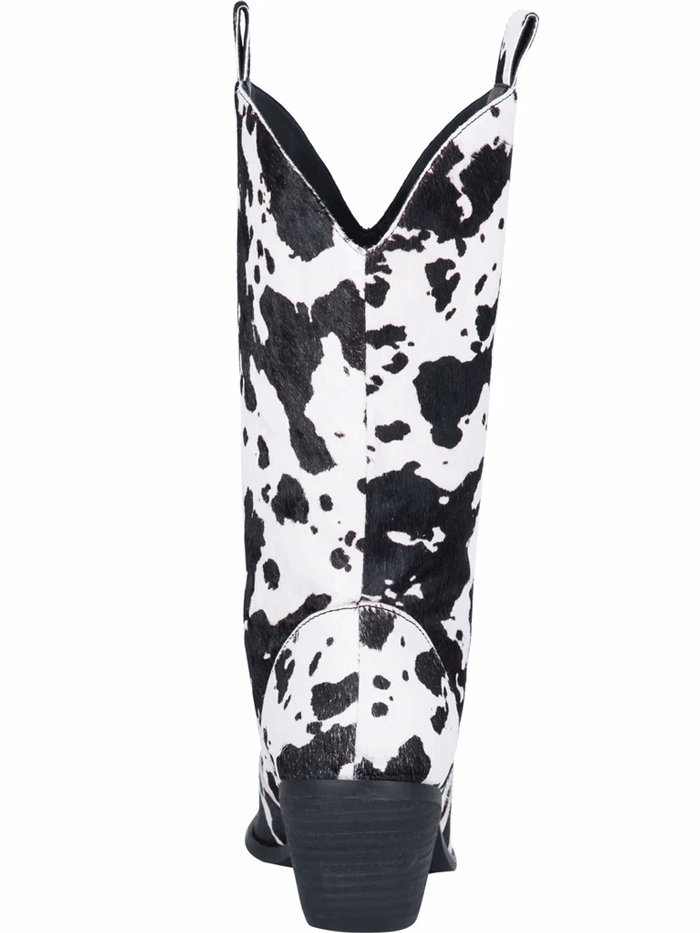 Dingo DI127-BK Womens Live A Little Leather Boot Cowprint Black front and side view. If you need any assistance with this item or the purchase of this item please call us at five six one seven four eight eight eight zero one Monday through Saturday 10:00a.m EST to 8:00 p.m EST
