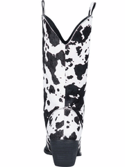 Dingo DI127-BK Womens Live A Little Leather Boot Cowprint Black back view. If you need any assistance with this item or the purchase of this item please call us at five six one seven four eight eight eight zero one Monday through Saturday 10:00a.m EST to 8:00 p.m EST
