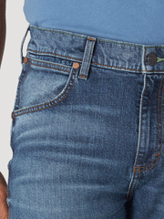 Wrangler 88MWZCB Mens Retro Slim Straight Jean Cleburn front pocket close up view. If you need any assistance with this item or the purchase of this item please call us at five six one seven four eight eight eight zero one Monday through Saturday 10:00a.m EST to 8:00 p.m EST