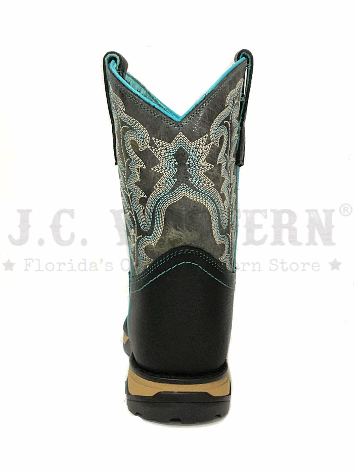 Corral W5000 Ladies Farm & Ranch Square Toe Work Boot Black front and side view. If you need any assistance with this item or the purchase of this item please call us at five six one seven four eight eight eight zero one Monday through Saturday 10:00a.m EST to 8:00 p.m EST