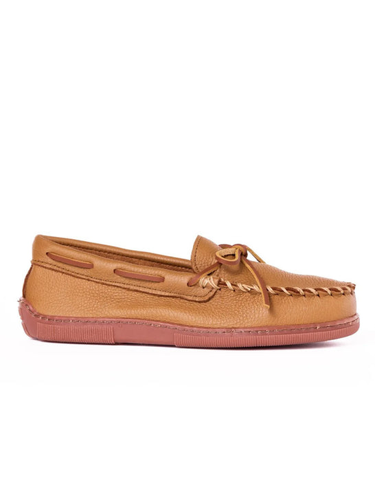 Minnetonka 890 Mens Moosehide Classic Mocassin Natural side view. If you need any assistance with this item or the purchase of this item please call us at five six one seven four eight eight eight zero one Monday through Saturday 10:00a.m EST to 8:00 p.m EST
