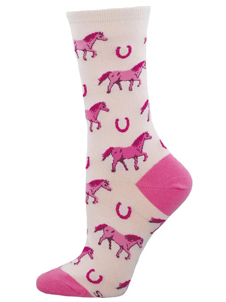 Socksmith WNC3855-PNK Womens Fuchsia Horse Society Socks Pink side view. If you need any assistance with this item or the purchase of this item please call us at five six one seven four eight eight eight zero one Monday through Saturday 10:00a.m EST to 8:00 p.m EST