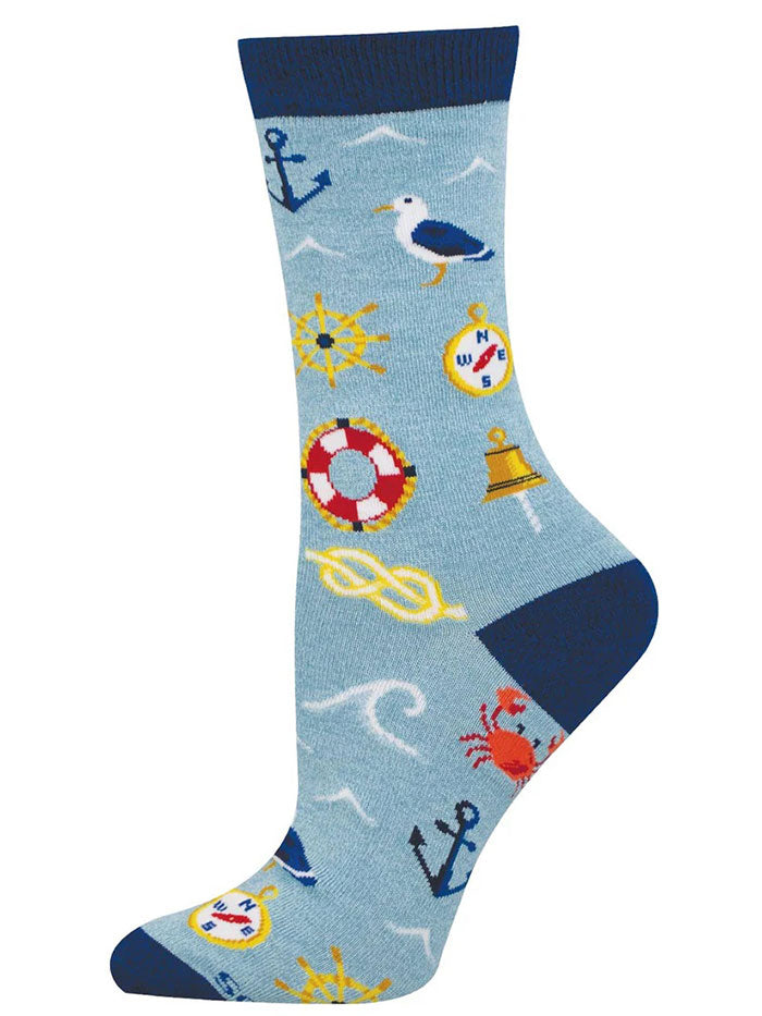Socksmith WBN3814-BHT Womens Ahoy Matey Blue Heather side view. If you need any assistance with this item or the purchase of this item please call us at five six one seven four eight eight eight zero one Monday through Saturday 10:00a.m EST to 8:00 p.m EST
