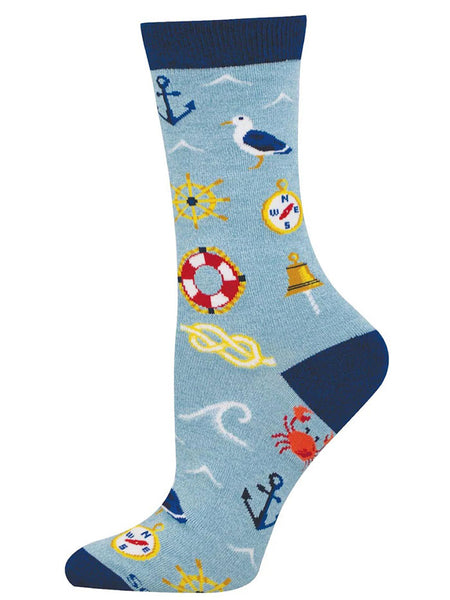 Socksmith WBN3814-BHT Womens Ahoy Matey Blue Heather side view. If you need any assistance with this item or the purchase of this item please call us at five six one seven four eight eight eight zero one Monday through Saturday 10:00a.m EST to 8:00 p.m EST