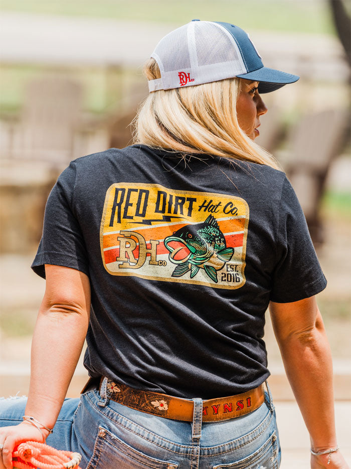 Red Dirt RDHC-T-143 Bass Lightning Tee Black back view. If you need any assistance with this item or the purchase of this item please call us at five six one seven four eight eight eight zero one Monday through Saturday 10:00a.m EST to 8:00 p.m EST