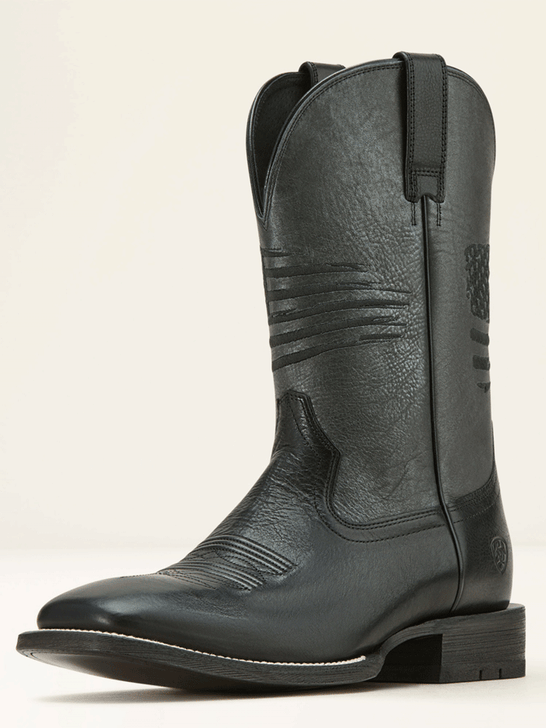 Ariat 10061191 Mens Circuit Patriot Western Boot Black Night front and side view. If you need any assistance with this item or the purchase of this item please call us at five six one seven four eight eight eight zero one Monday through Saturday 10:00a.m EST to 8:00 p.m EST

