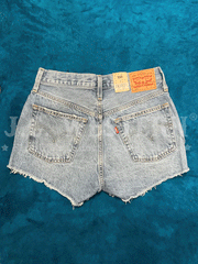 Levi's 563270321 Womens 501 Original Shorts Quiet Riot back view. If you need any assistance with this item or the purchase of this item please call us at five six one seven four eight eight eight zero one Monday through Saturday 10:00a.m EST to 8:00 p.m EST