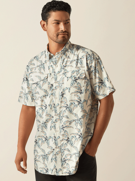 Ariat 10058789 Mens VentTEK Outbound Classic Fit Shirt Papyrus Cream front view. If you need any assistance with this item or the purchase of this item please call us at five six one seven four eight eight eight zero one Monday through Saturday 10:00a.m EST to 8:00 p.m EST