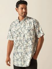 Ariat 10058789 Mens VentTEK Outbound Classic Fit Shirt Papyrus Cream front view. If you need any assistance with this item or the purchase of this item please call us at five six one seven four eight eight eight zero one Monday through Saturday 10:00a.m EST to 8:00 p.m EST