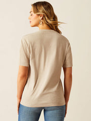 Ariat 10058715 Womens Longhorn T-Shirt Oatmeal Heather back view. If you need any assistance with this item or the purchase of this item please call us at five six one seven four eight eight eight zero one Monday through Saturday 10:00a.m EST to 8:00 p.m EST