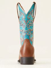 Ariat 10047038 Womens Round Up Wide Square Toe StretchFit Western Boot Buff Blonde back view. If you need any assistance with this item or the purchase of this item please call us at five six one seven four eight eight eight zero one Monday through Saturday 10:00a.m EST to 8:00 p.m EST
