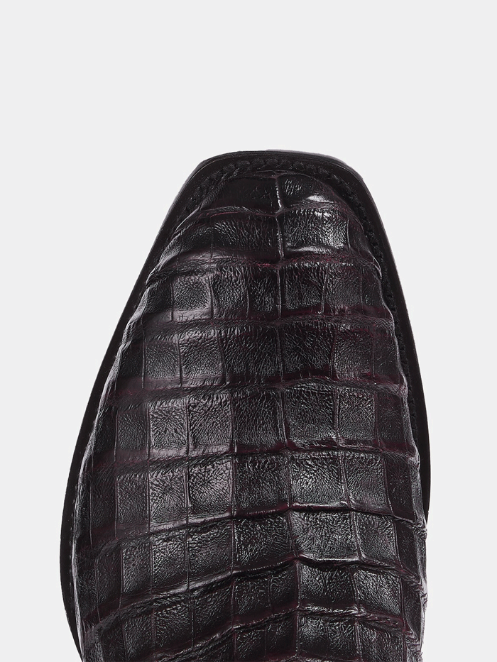 Lucchese M1637.14 Mens CHARLES Belly Caiman Boots Black Cherry front and outter side view. If you need any assistance with this item or the purchase of this item please call us at five six one seven four eight eight eight zero one Monday through Saturday 10:00a.m EST to 8:00 p.m EST
