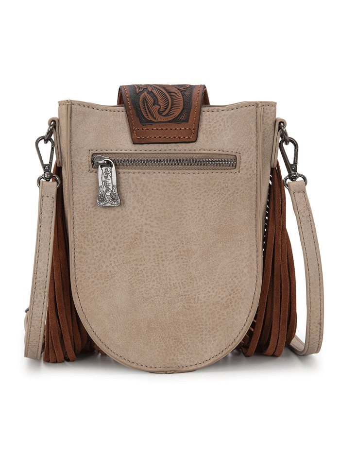 Trinity Ranch TR180-8360TN Womens Genuine Hair On Cowhide Tooled Fringe Crossbody Bag Tan front view. If you need any assistance with this item or the purchase of this item please call us at five six one seven four eight eight eight zero one Monday through Saturday 10:00a.m EST to 8:00 p.m EST


