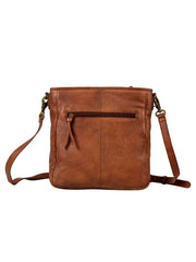 Myra Bag S-8135 Womens Santa Clara Canyon Stitched Leather Bag Brown back view. If you need any assistance with this item or the purchase of this item please call us at five six one seven four eight eight eight zero one Monday through Saturday 10:00a.m EST to 8:00 p.m EST