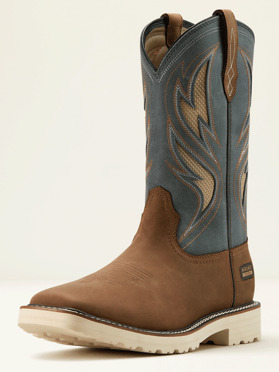 Ariat 10061285 Mens Activator VentTEK Wide Square Toe Work Boot Alamo Brown front and side view. If you need any assistance with this item or the purchase of this item please call us at five six one seven four eight eight eight zero one Monday through Saturday 10:00a.m EST to 8:00 p.m EST


